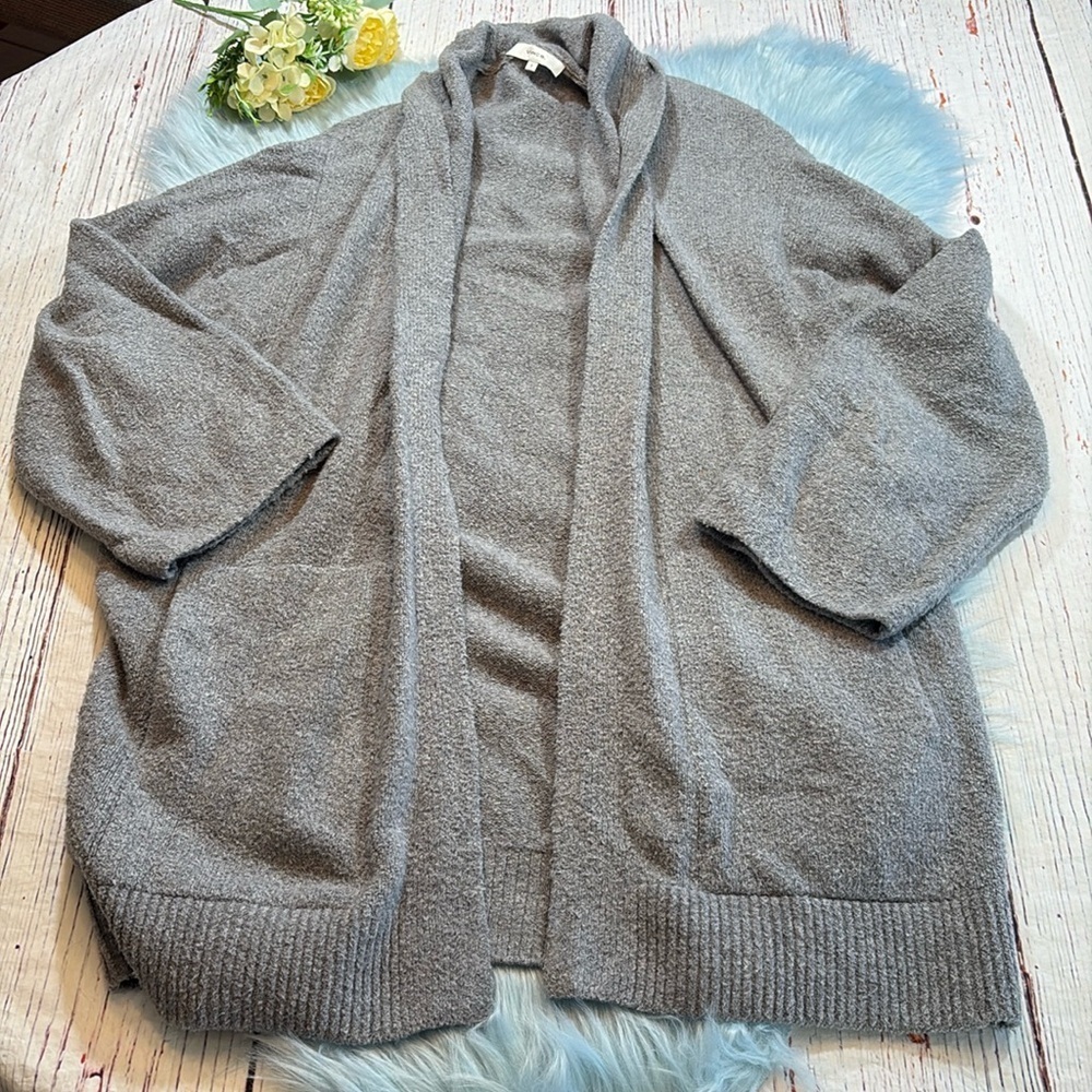 Vince Textured Open Front Grey Cardigan Sweater sz S